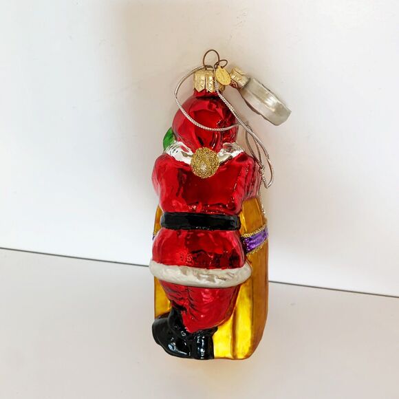 Department 56 Santa Juke Box Radio Blown Glass Christmas Ornament 7" - Picture 2 of 6